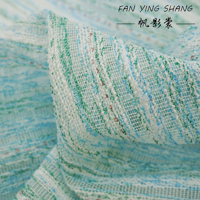 Sewing Tweed - Green Sky Blue White Sequin Tweed