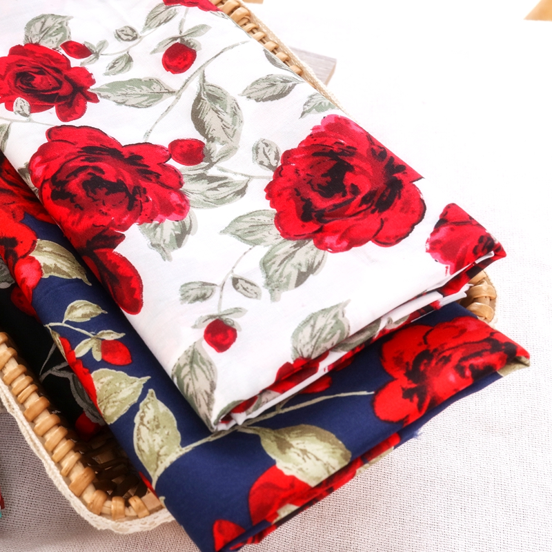 Vintage Sewing Textile - Vintage Rose Printed Fabric for Sewing