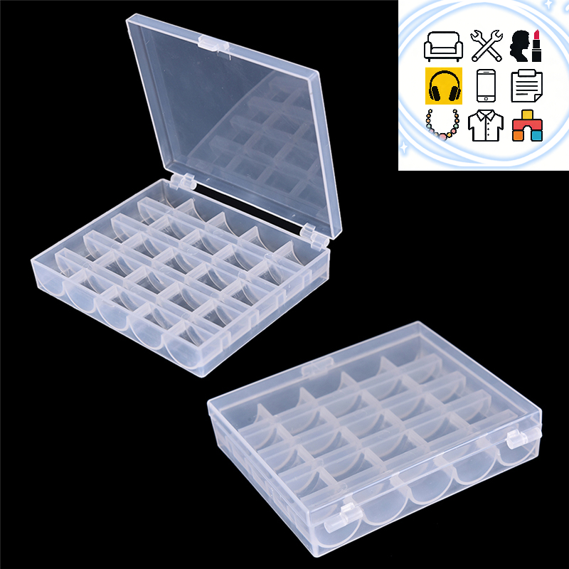 Bobbin Organizer Box - 25 Spools Empty Bobbins Sewing Machine