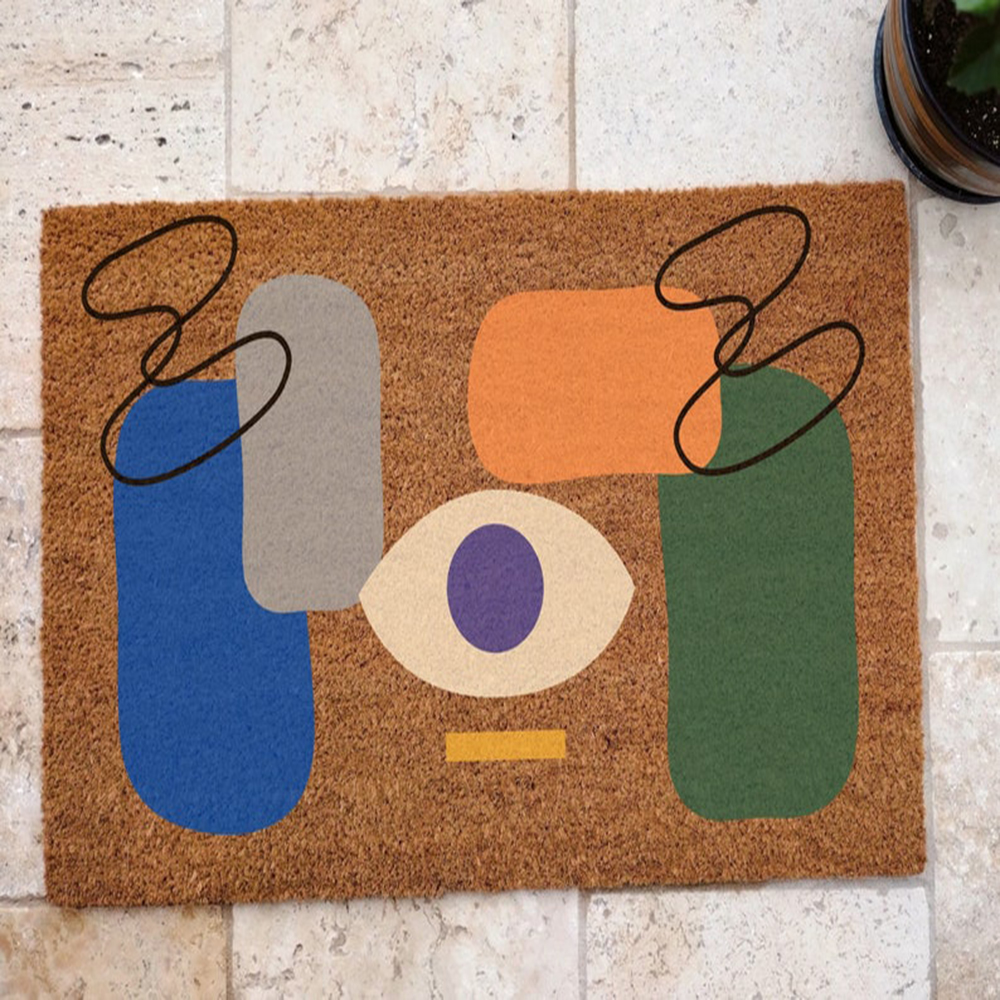 Century Textile & Sewing Supply Hours - Abstract Coir Doormat Mid Century Modern