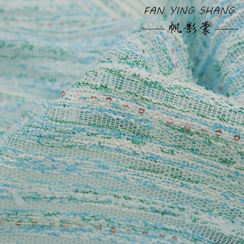 Green Sky Blue White Sequin Tw - Sewing Tweed incelemesi ve fiyatı