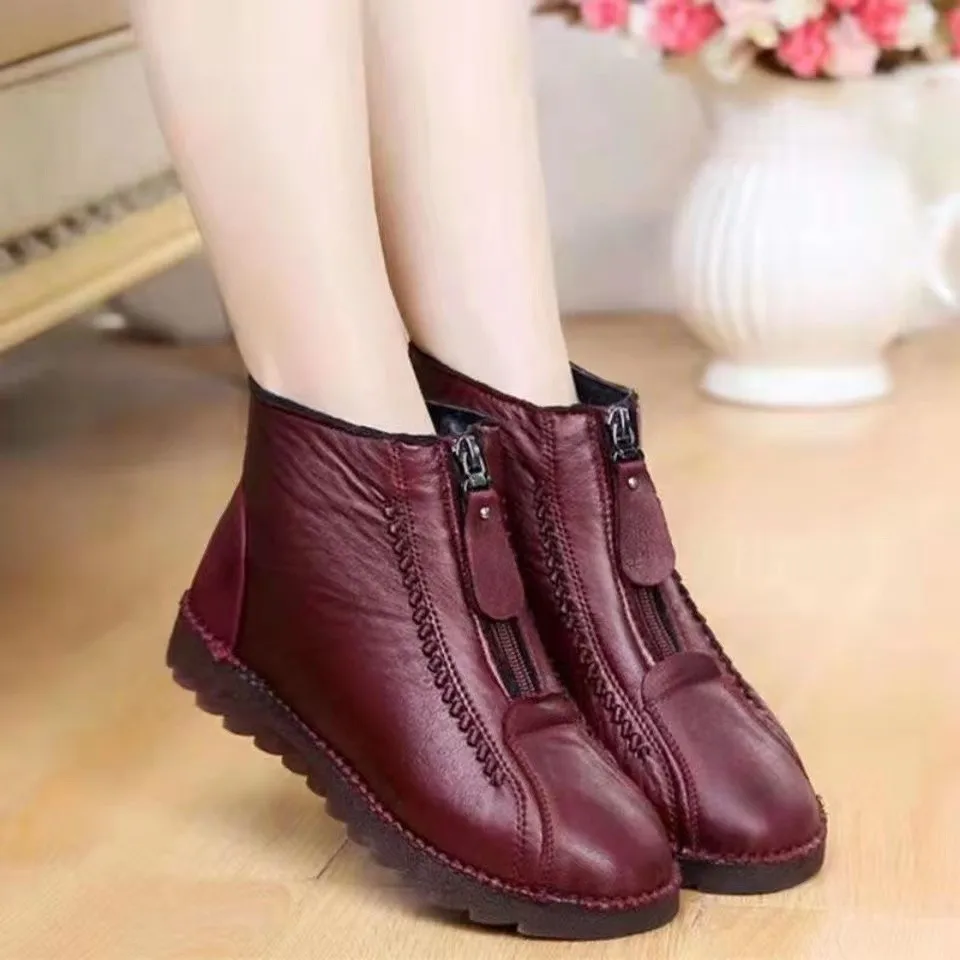 Winter Women Ankle Boots Fashi - Sewing Front Zipper incelemesi ve fiyatı