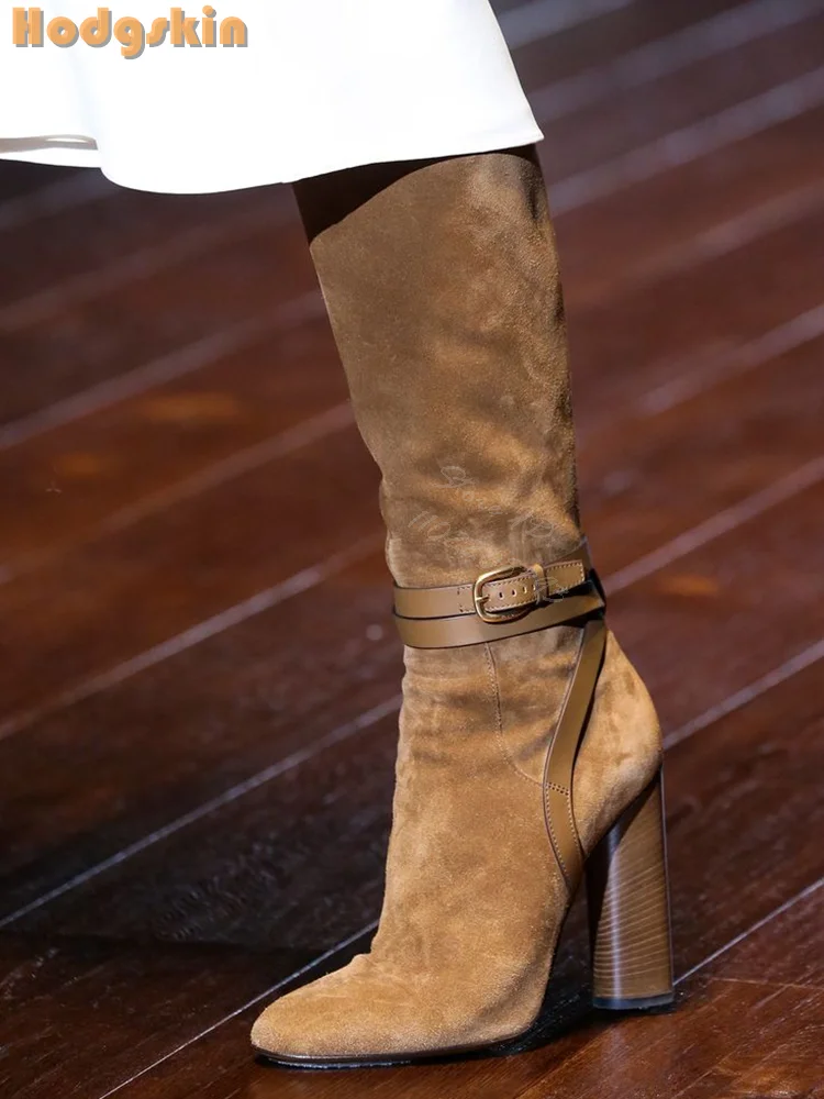 Retro Buckle Straps Boots Sued - Sewing Zipper incelemesi ve fiyatı