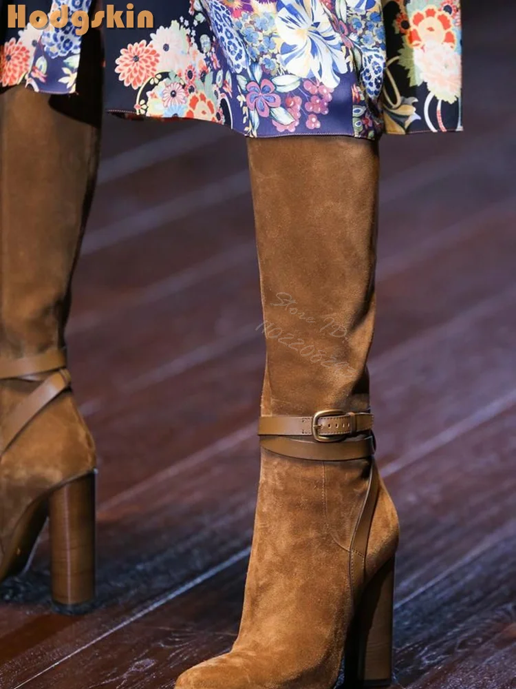 Retro Buckle Straps Boots Sued - Sewing Zipper incelemesi ve fiyatı