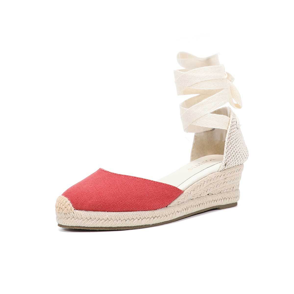 Women Wedge Espadrilles Lace U - Sewing Fabric incelemesi ve fiyatı