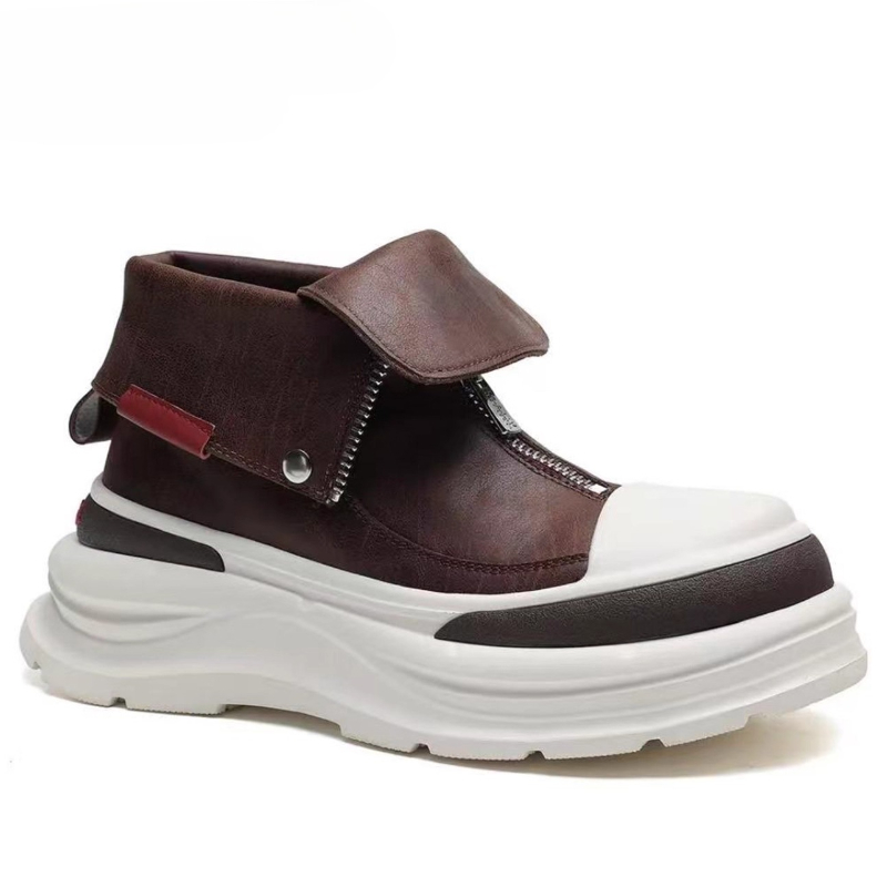 Genuine Leather Thick Soled Hi - Sewing Front Zipper incelemesi ve fiyatı