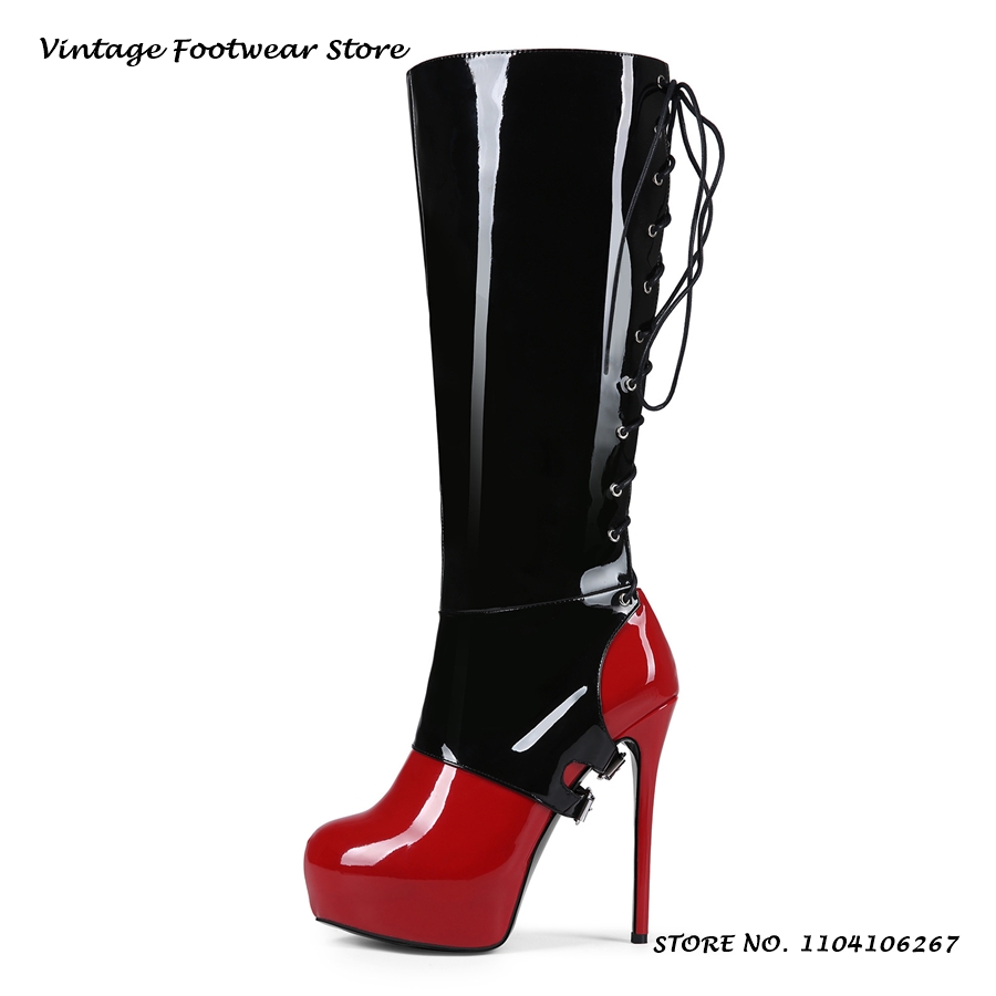 Patchwork Patent Leather Platf - Sewing Zipper incelemesi ve fiyatı