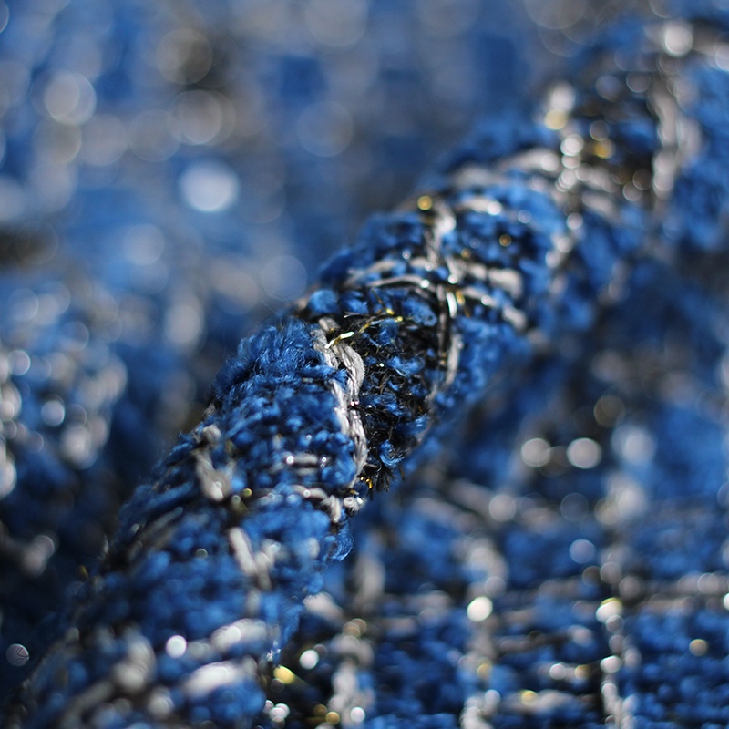 Blue Color Lattice Pattern Yar - Sewing Tweed incelemesi ve fiyatı