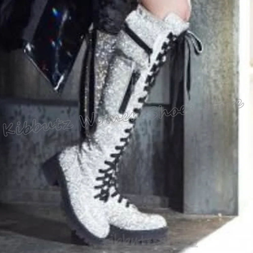 Knee High Boots Bling Glossy P - Sewing Zipper incelemesi ve fiyatı