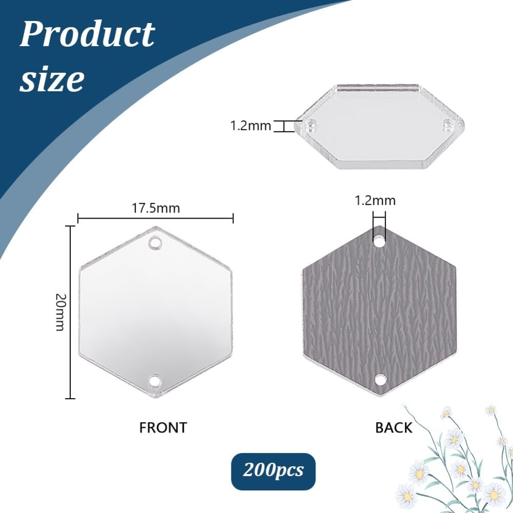 200pcs Hexagon Sew on Mirrors  - Sewing Kit incelemesi ve fiyatı