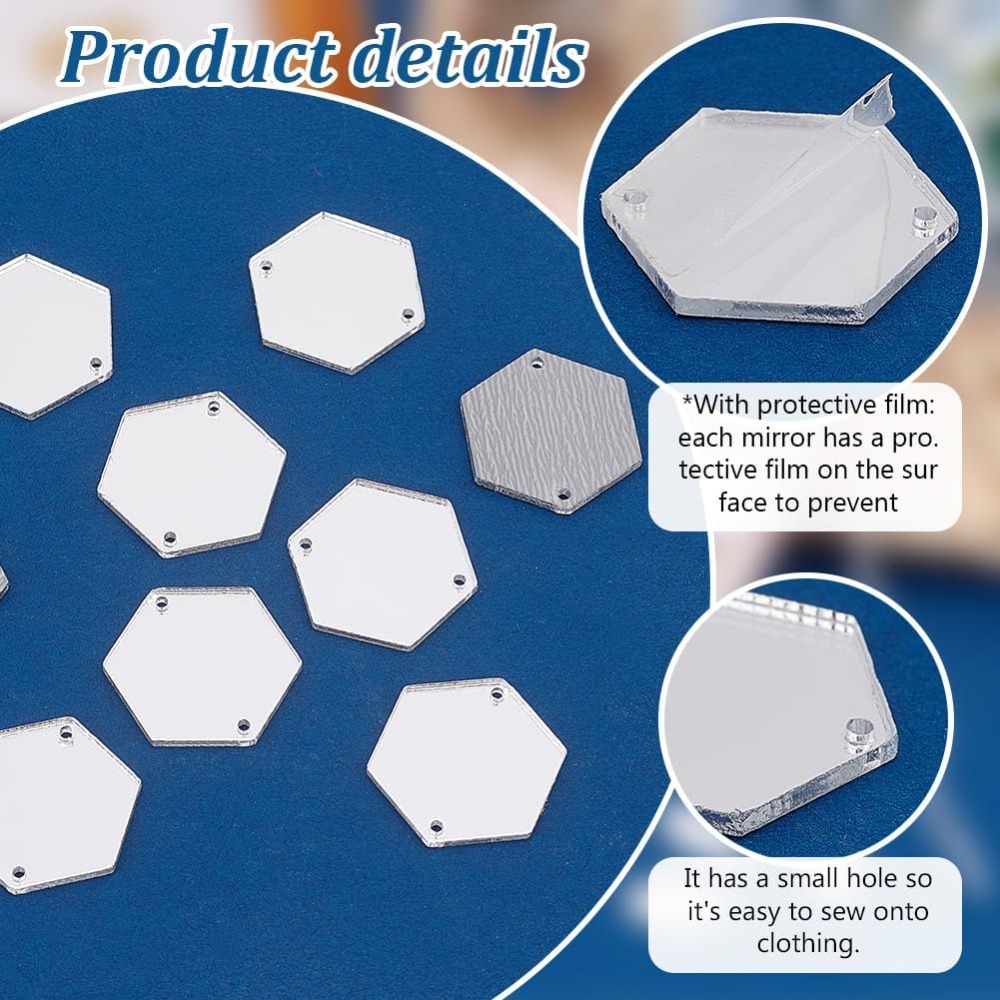 200pcs Hexagon Sew on Mirrors  - Sewing Kit incelemesi ve fiyatı