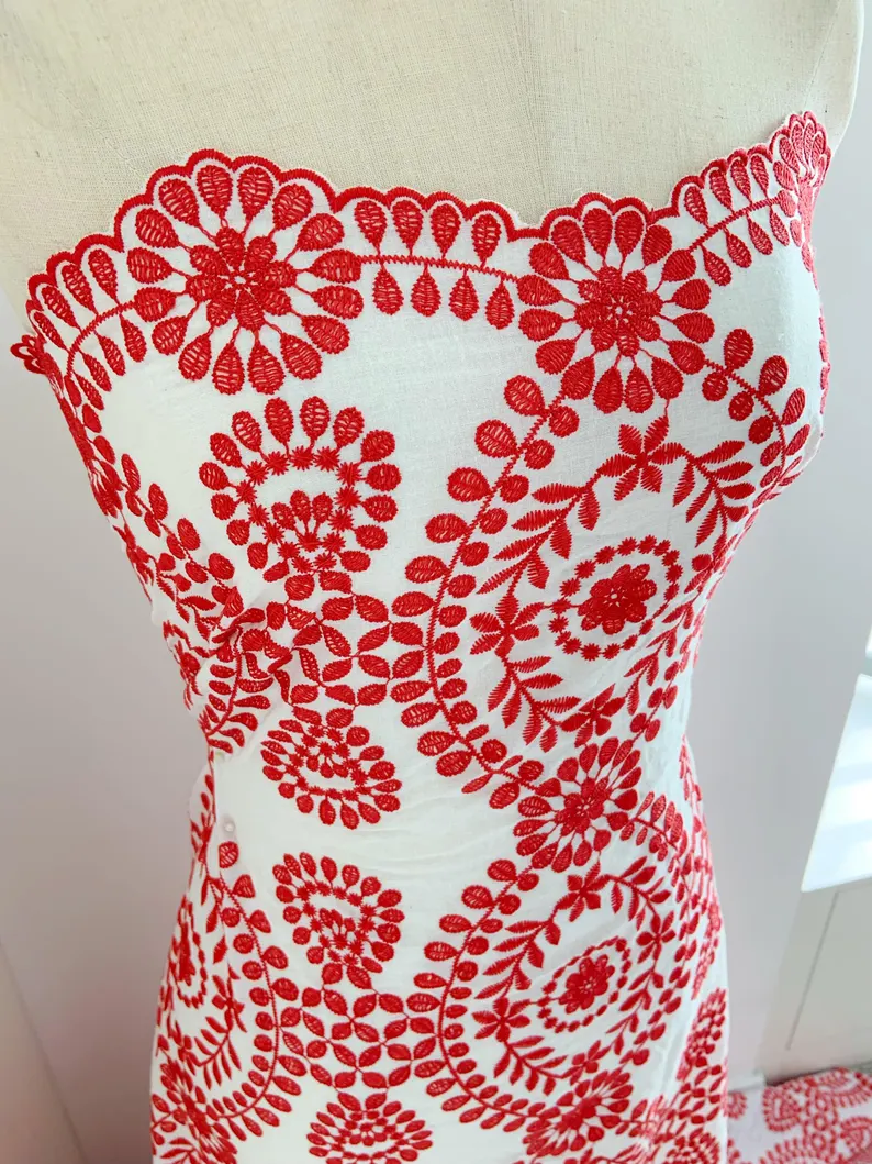 Off white Cotton Eyelet Lace F - Sewing Eyelet Fabric incelemesi ve fiyatı