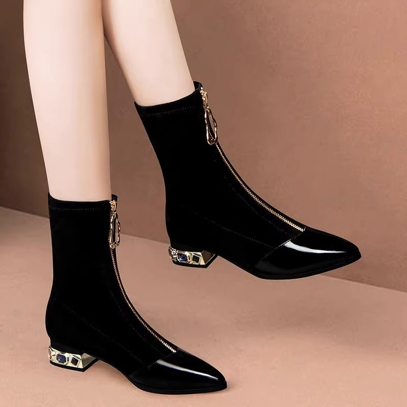 Women Shiny Sequin Ankle Boots - Sewing Front Zipper incelemesi ve fiyatı