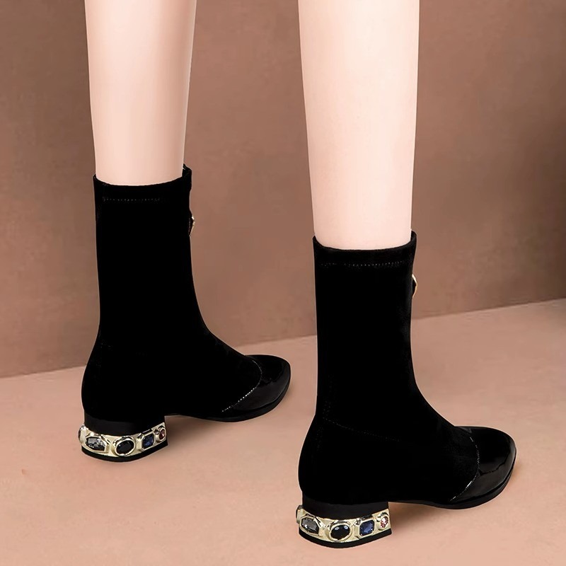 Women Shiny Sequin Ankle Boots - Sewing Front Zipper incelemesi ve fiyatı