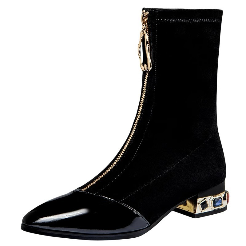 Women Shiny Sequin Ankle Boots - Sewing Front Zipper incelemesi ve fiyatı