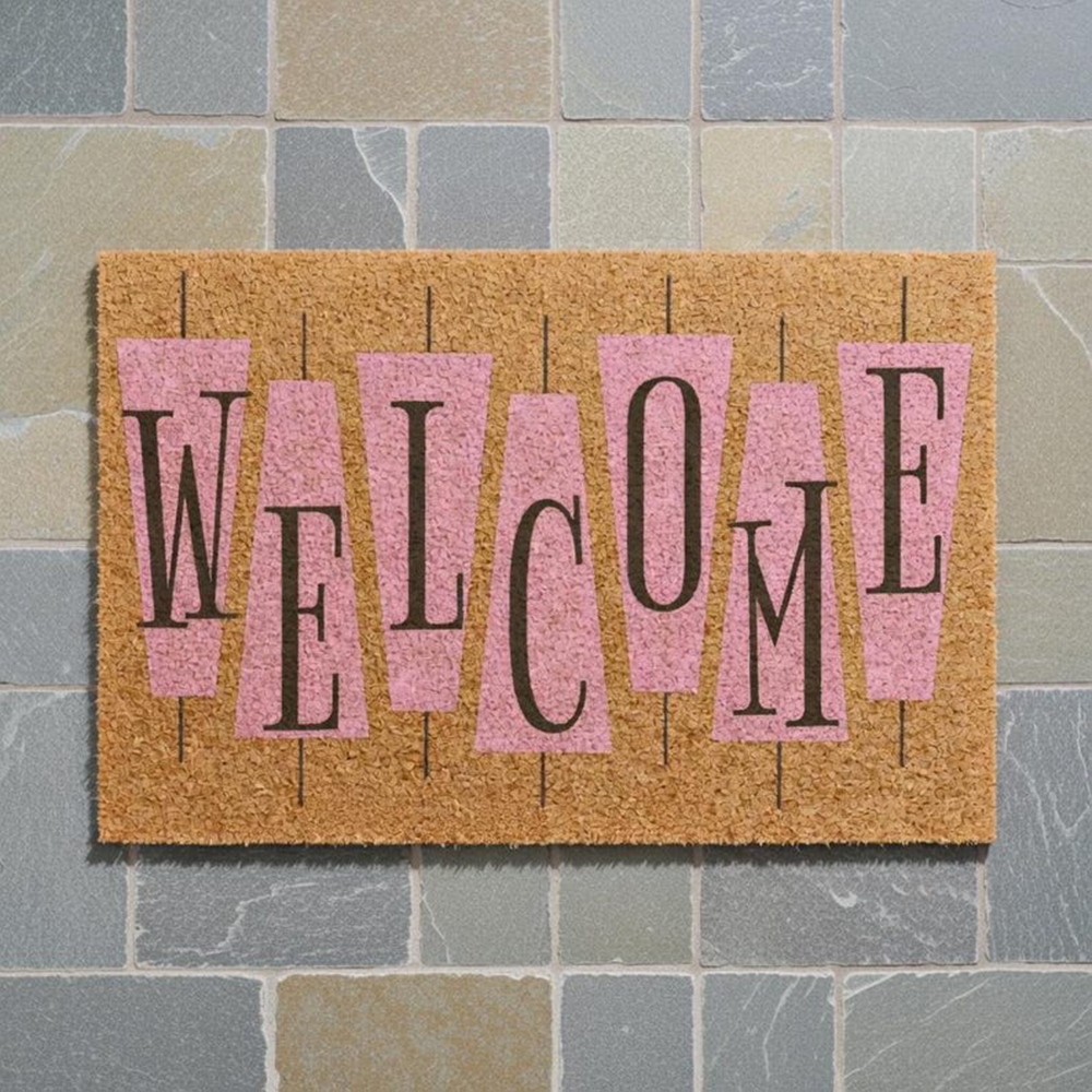 Retro Pink Cute Doormat Welcom - Century Textile & Sewing Supply Hours incelemesi ve fiyatı