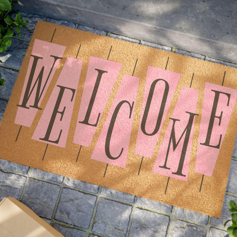 Retro Pink Cute Doormat Welcom - Century Textile & Sewing Supply Hours incelemesi ve fiyatı