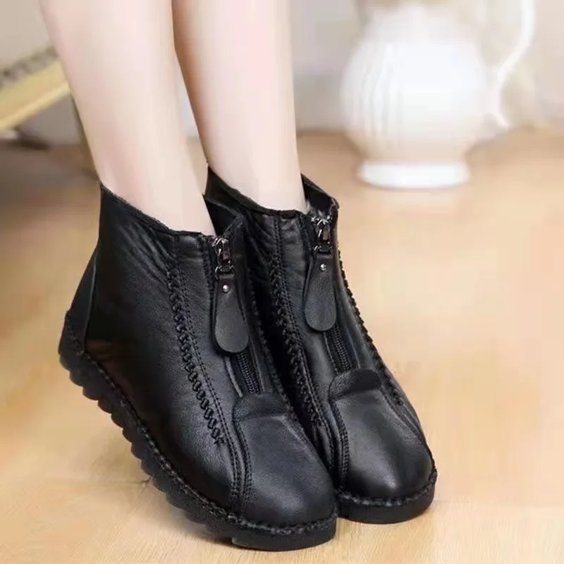 Winter Women Ankle Boots Fashi - Sewing Front Zipper incelemesi ve fiyatı