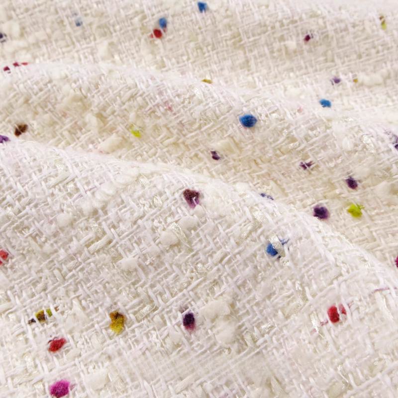 Creamy White 3D Grid Colorful  - Sewing Tweed incelemesi ve fiyatı