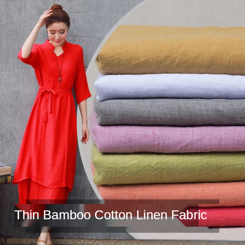 Thin Bamboo Linen Cotton Fabri - Vintage Sewing Textile incelemesi ve fiyatı