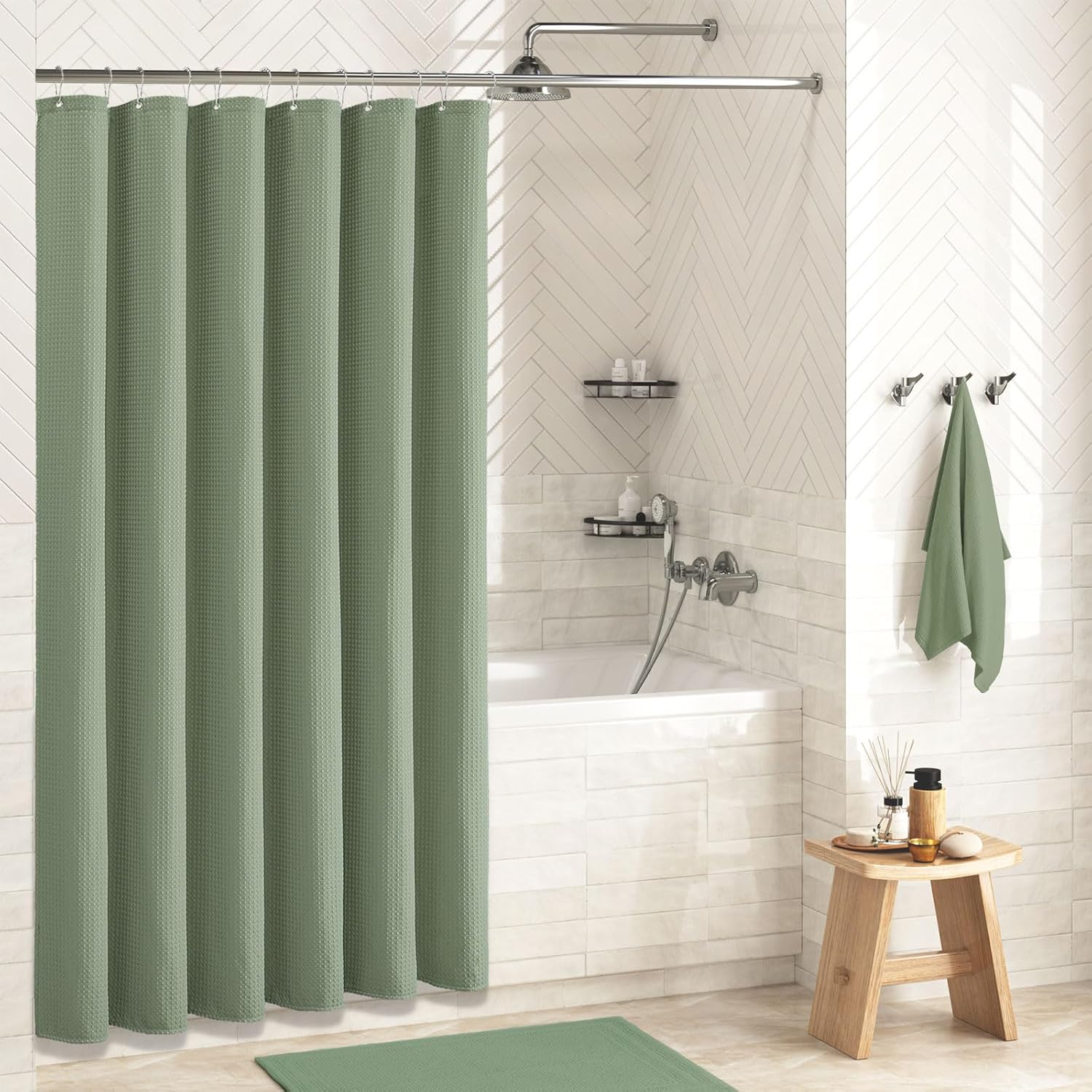 Sage Green Shower Curtain - Wa - Fabric Weight Set incelemesi ve fiyatı