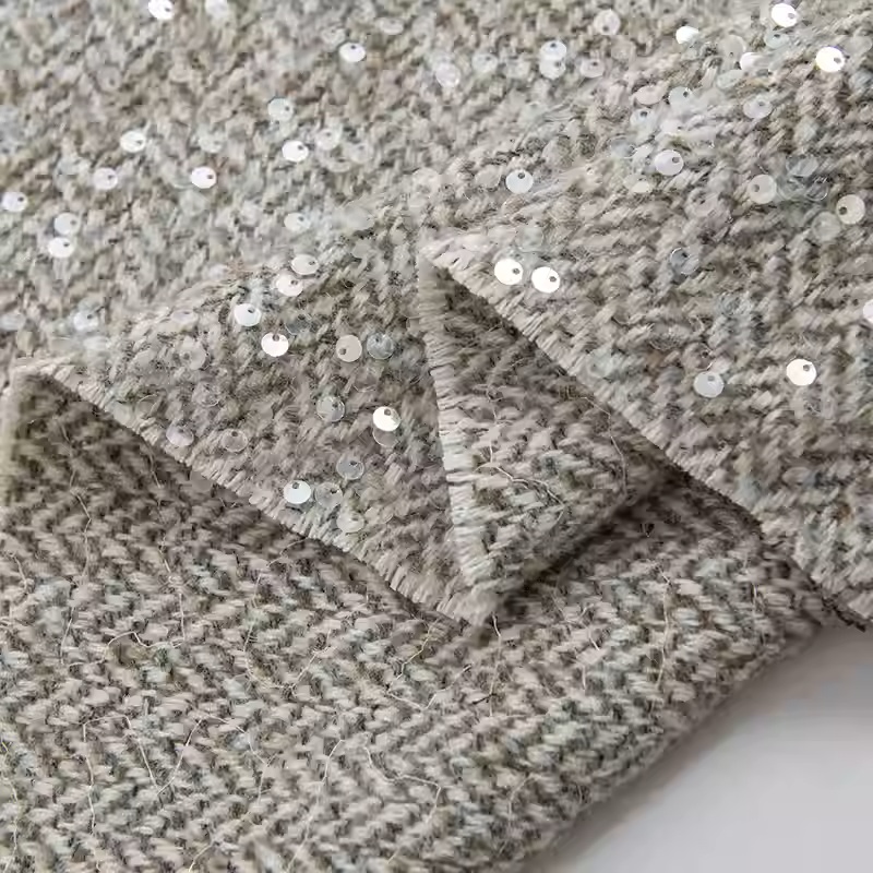 Light Grey With Sequin Yarn-Dy - Sewing Tweed incelemesi ve fiyatı