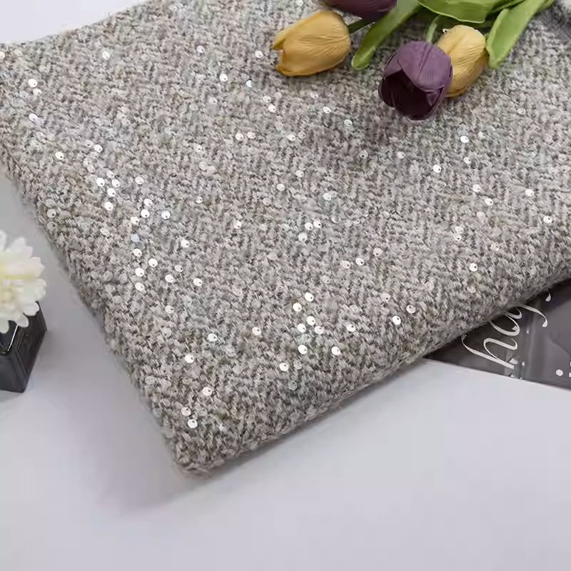 Light Grey With Sequin Yarn-Dy - Sewing Tweed incelemesi ve fiyatı